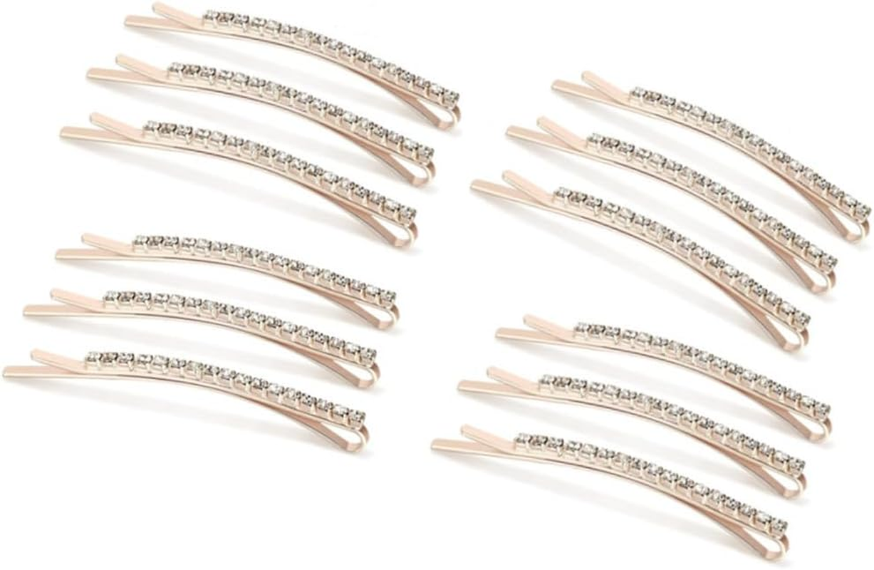 Changyeah Crystal Hair Pins, 12 Pieces Crystal Hair Pins, Diamond Hair Clips, Hair Clips, Accessories for Women, Girls, Gift and Birthday (Gold) image number 4