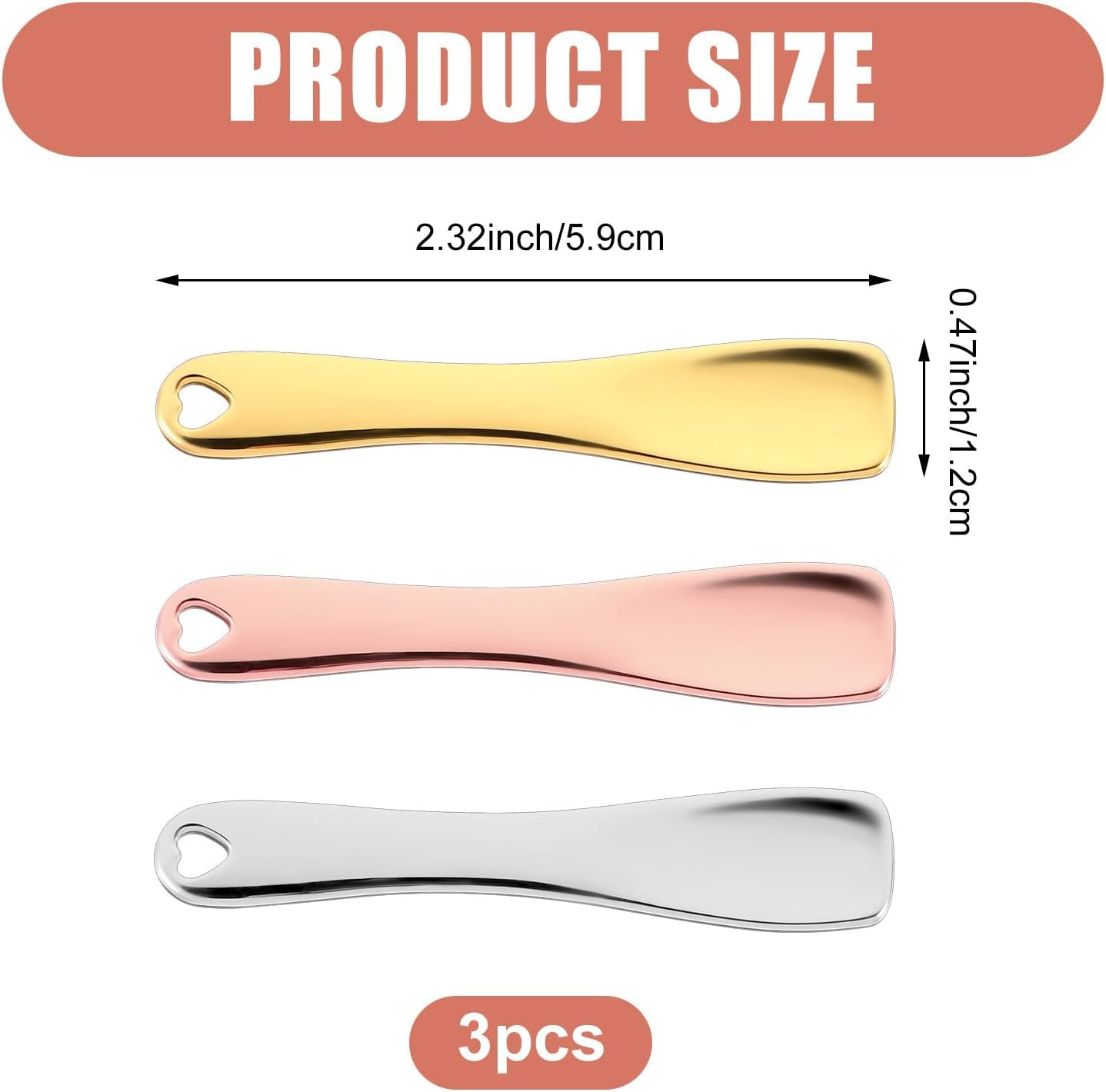 Bremorou 3Pcs Mini Metal Makeup Spatula,Metal Cosmetic Spoon,Skincare Spatula Stick Applicatorzinc Alloy,Beauty Spa Spoon Skin Care Facial Cream Mask Scoop Makeup Tools for Beauty Spa image number 6