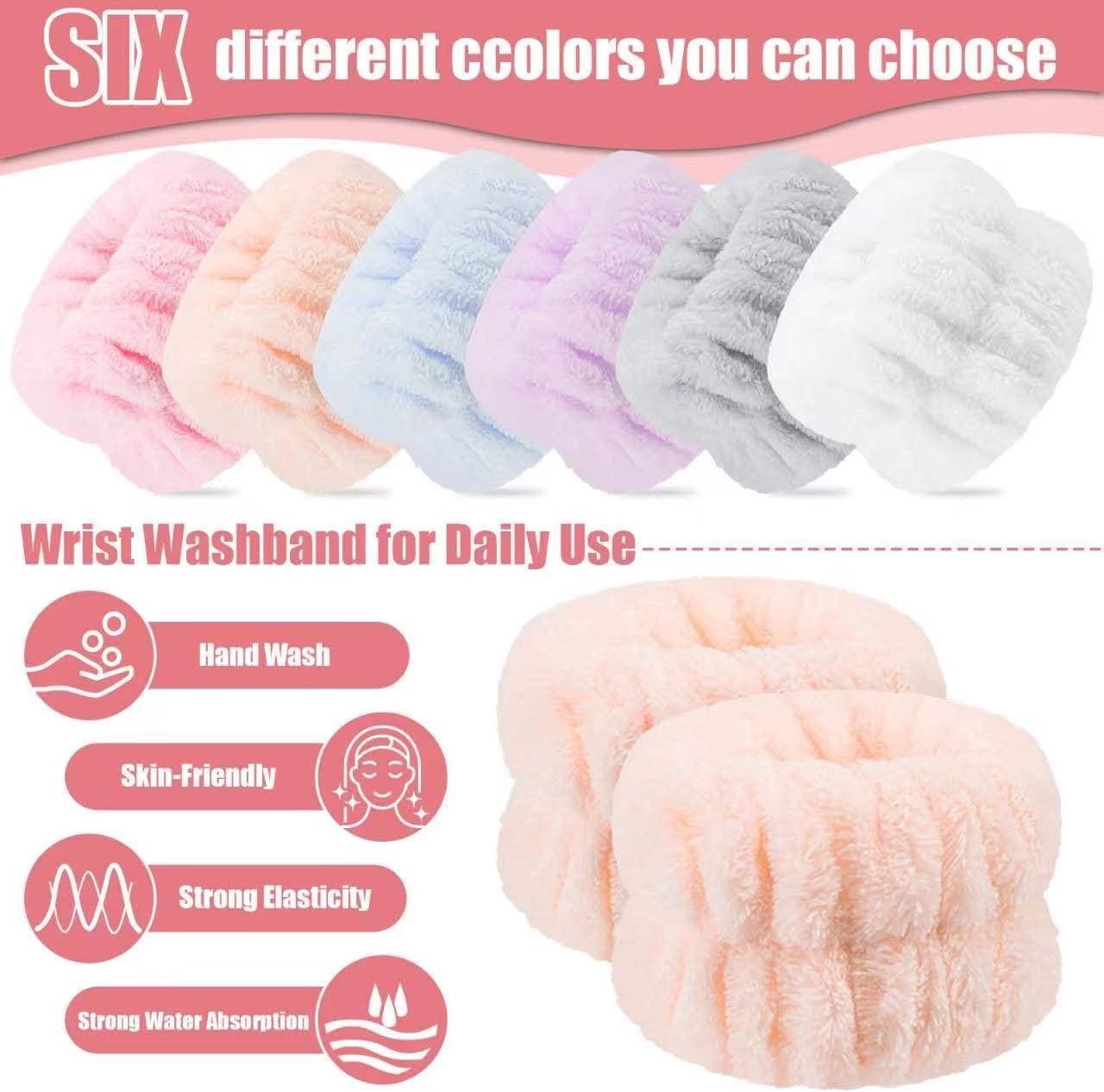 Anmieciu 12Pcs Wrist Washband Set, Face Washing Bands, Microfiber Spa Wash Towels, Prevent Liquid from Spilling down Your Arms image number 5