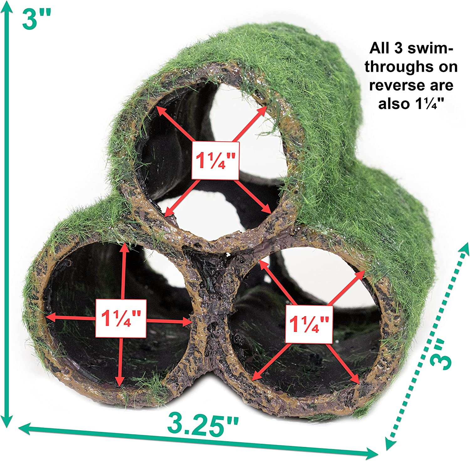 Penn Plax Hideaway Pipes Aquarium Decoration Realistic Look with Green Moss like Texture | Fun for Fish and Adds a to the Tank, Large (RR1096) image number 6