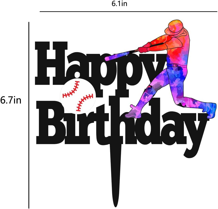 Baseball Cake Topper Baseball Theme Birthday Acrylic Decorations Baseball Softball Player Cake Topper Sport Themed Birthday Party Cake Supplies image number 6