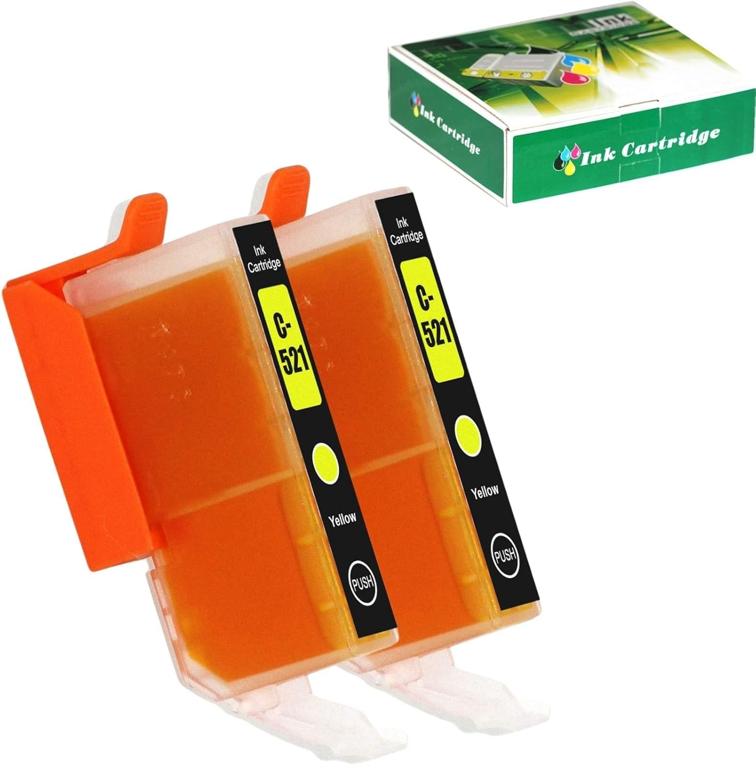 TAAUS Compatible Canon CLI-521 Ink Cartridges for PIXMA IP3600 IP4600 IP4700 MX860 MX870 MP540 MP550 MP560 MP620 MP630 MP640 MP980 MP990 Printers (2 Yellow) image number 2