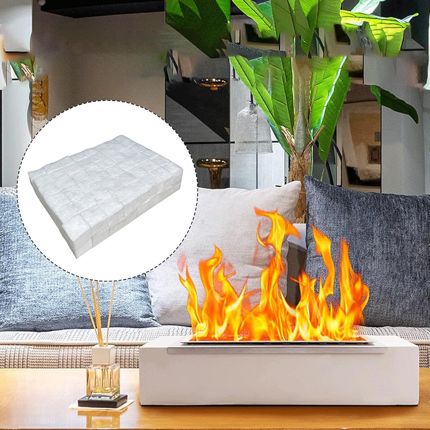 96Pcs Ceramic Wool Sponge, Ceramic Wool for Bioethanol Bioethanol Burner Wools Bioethanols Fireplace Firebox Safety Extend Fire Life, for Bioethanols Fireplace Table Top Ethanol Burner image number 6