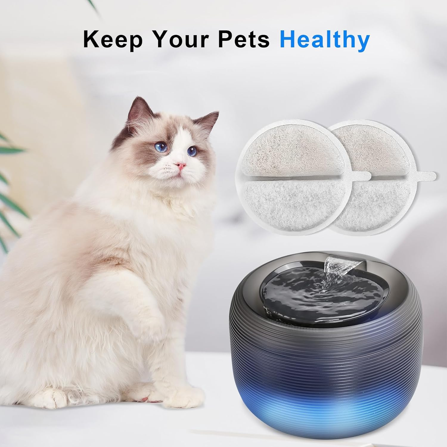 Filter Cat Fountain, Pack of 12 Replacement Filters and 12 Sponges Filter Replacement, Ion Exchange Resin and Activated Carbon Cat Pet Drinking Fountain Filter for 2.5 L Cat Fountain image number 4