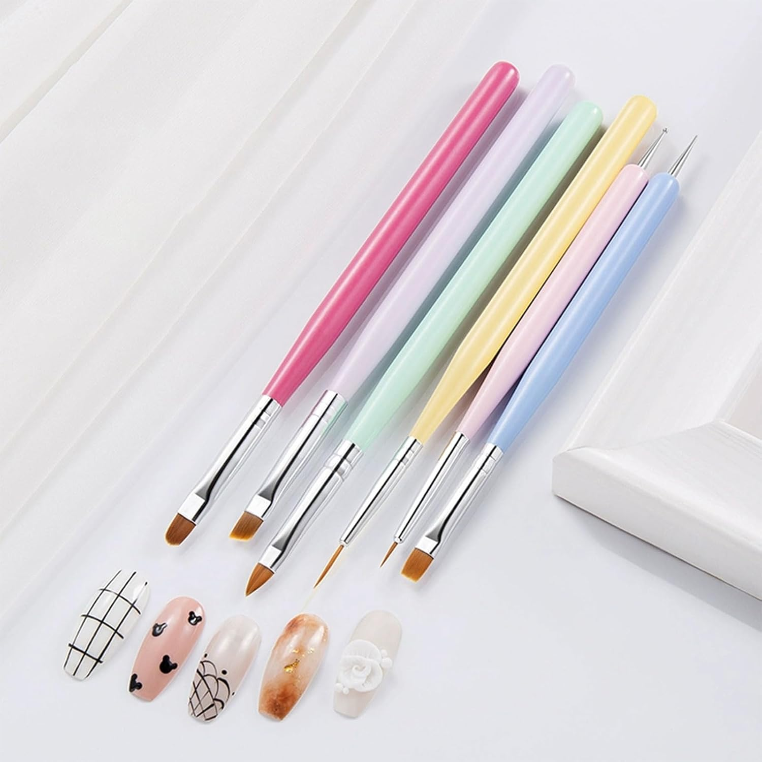 Xolixorium Nail Art Brushes Set Complete Nail Design Tools Including Extension Gel Brush Liner Brush Dotting Pen for Gel Polish Manicure Professional Salon and Home Use