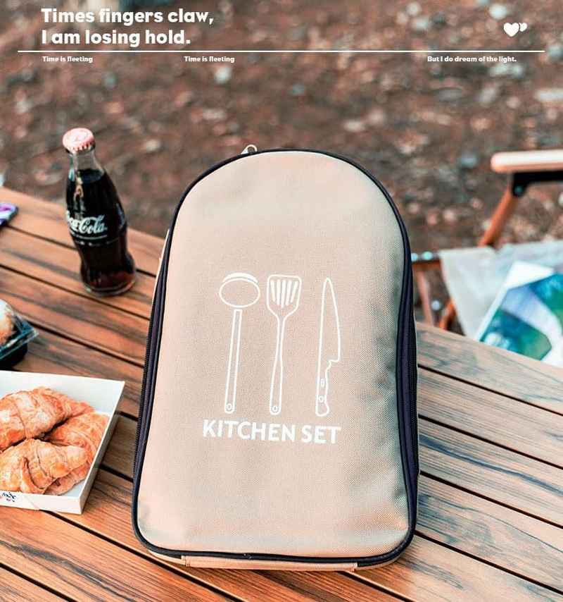 8 Pcs Camping Cookware Utensils Set Camping Essentials Cooking Utensils Set, Camping Accessories Portable Camp Kitchen Utensil Organizer Outdoor Camping RV Cookware Kit, Travel Grill Set image number 4