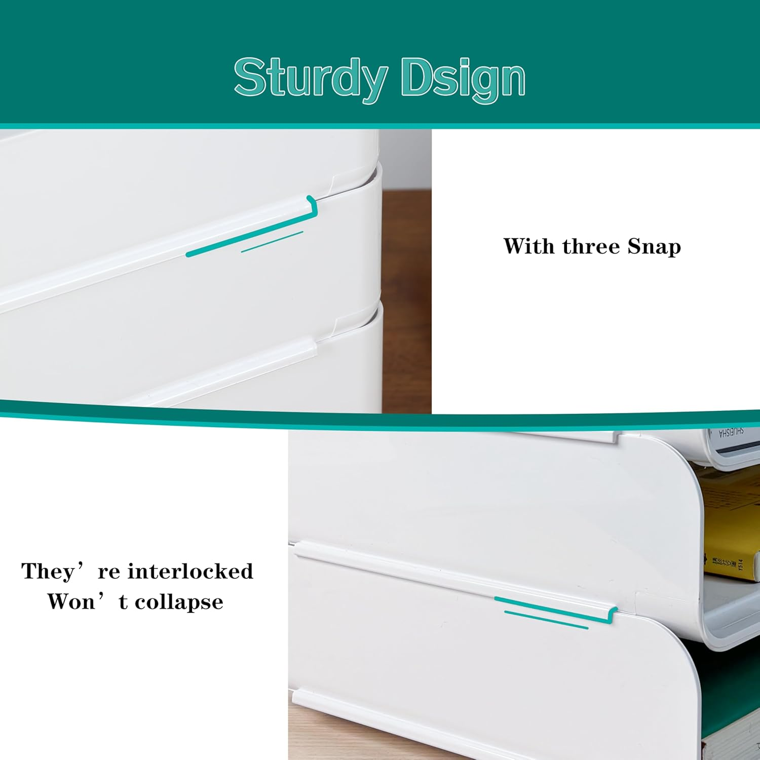 Stackable A4 Paper Trays, Office Desk File Holder, Tidy File Document Letter Book Paper Organizer (Clear-3 Tiers) - White image number 3