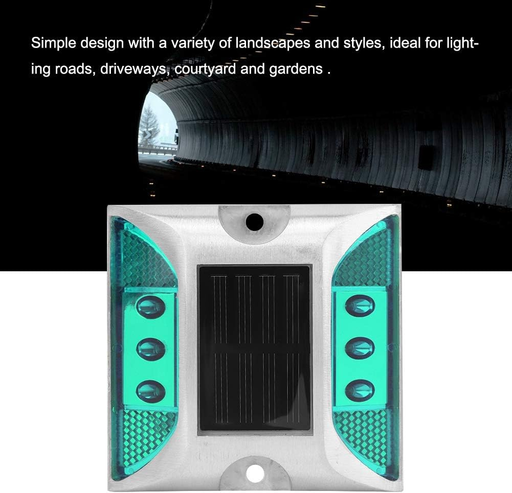 Solar Driveway Lights, Solar Powered Ground Marker Lights, Solar Deck Lights, Waterproof Outdoor Driveway Road Highway Spike Lamp, Outdoor Driveway Road Stud Lamp (Green) - Red image number 4