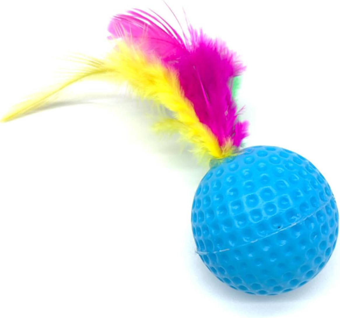 Cat Toys Mixed Plastic Golf Ball with Feather Cat Toy Interactive Kitten Cat Teaser Ball Pet Toy 20Pcs image number 5