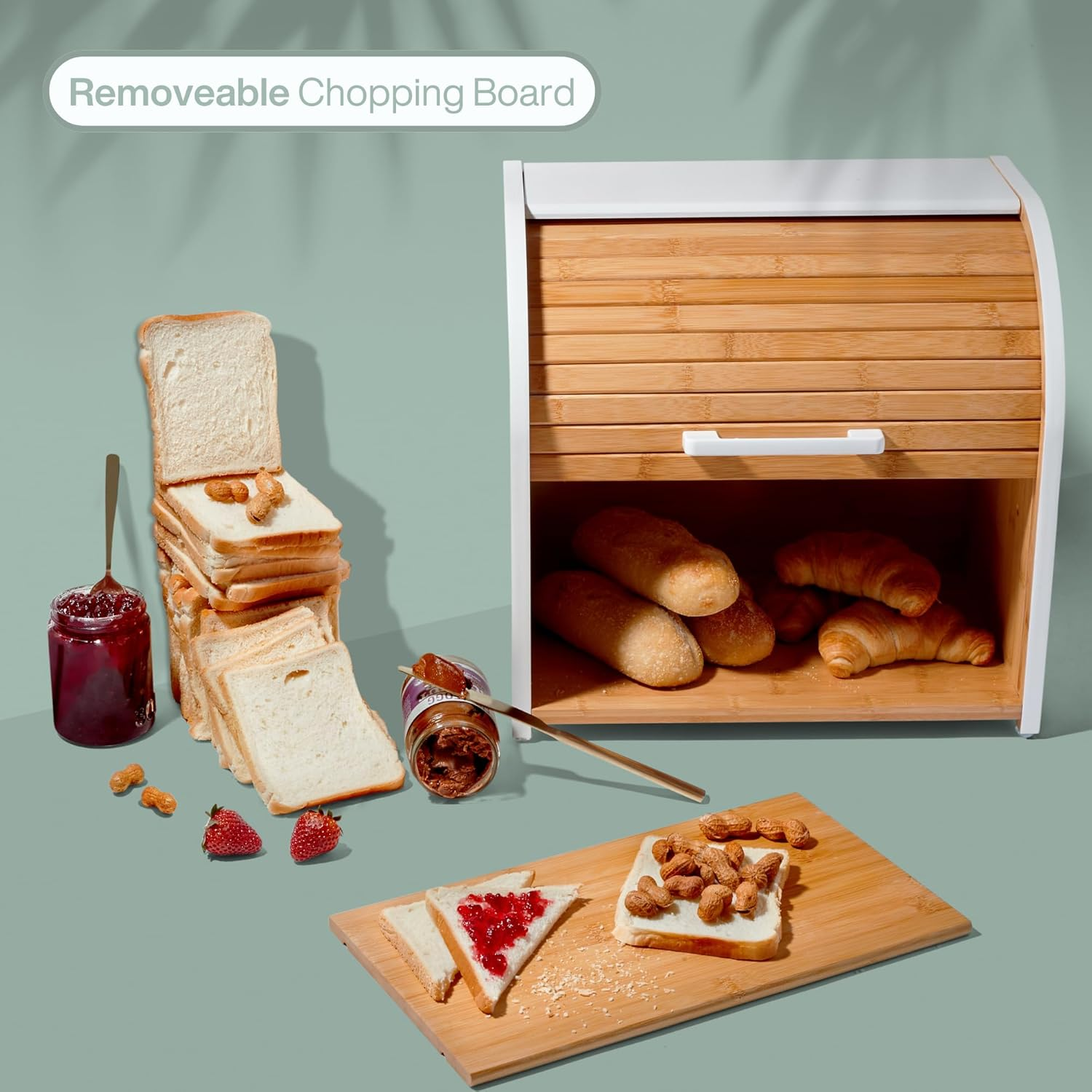 Homefully&trade; Double Layer Bread Box with Built-In Chopping Board | Extra-Large Storage for 4 Loaves | Keeps Bread Fresher & Kitchens Tidy | Australian Brand image number 1