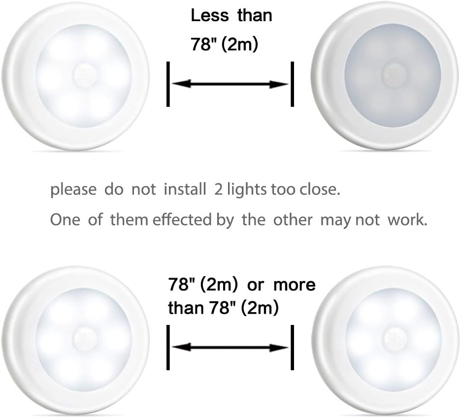 Novelty Place [Super Bright] LED Motion Sensor Lights - Cordless Battery Powered Built-In Magnets Optional Sticky Pads - Motion Sensing Bathroom Hallway Closet Nightlight - Pack of 3 image number 4