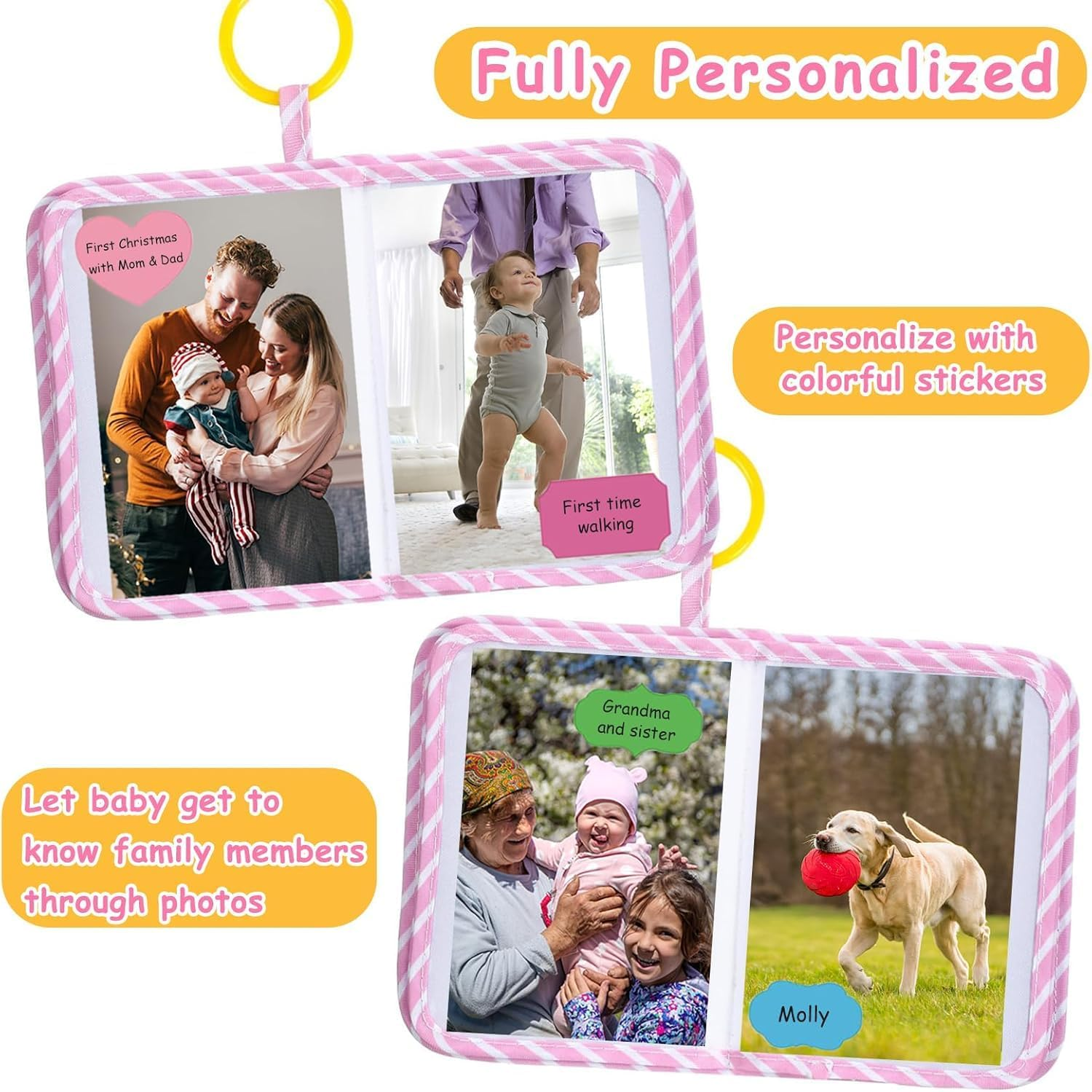 LALAASHHOP Soft Cloth Baby Photo Albums, Holds 17 4X6 Photos, Perfect for Newborn Toddler Memories, 1 Year Old Girl Boy Gifts Baby Shower Gifts (Pink Unicorn) image number 3