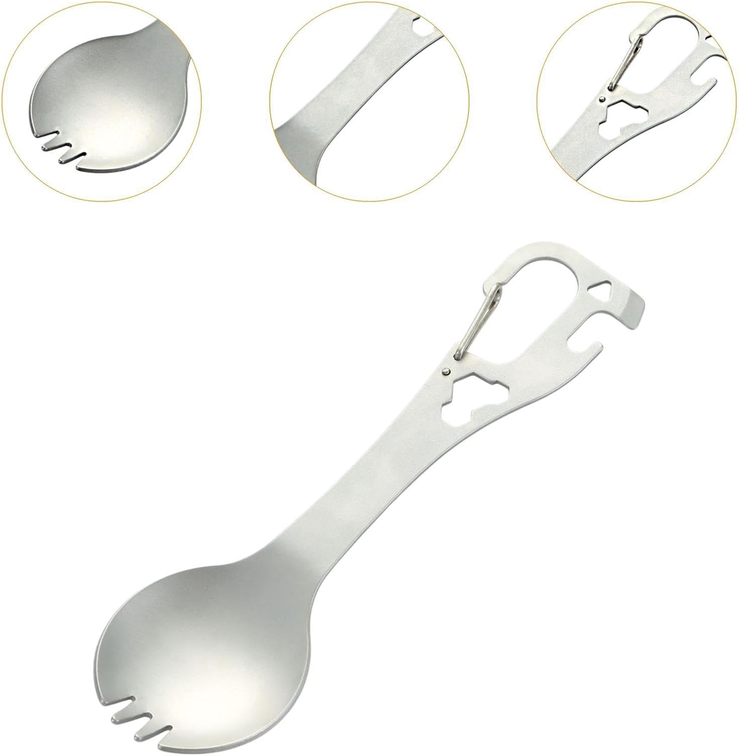 Eigell Camping Fork Spoon Outdoor Gear Can Opener Utensils for BBQ Hiking Fishing, Silver image number 3