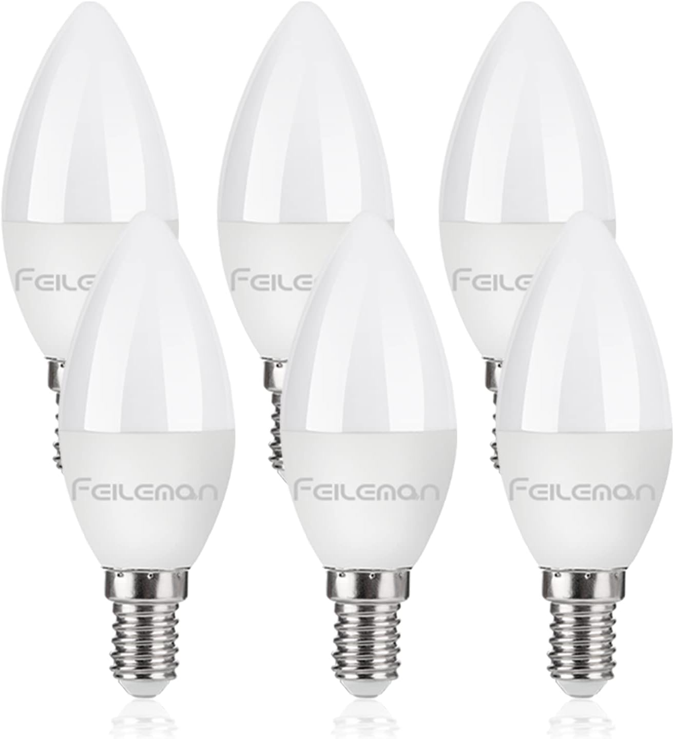 FEILEMAN E14 LED Light Bulbs 8W Super Bright Small Edison Screw Warm White 3000K,E14 LED Candle Bulb 8W 880LM Replacement 80W Halogen Bulb Not Dimmable Candle Bulb Pack of 6 image number 2