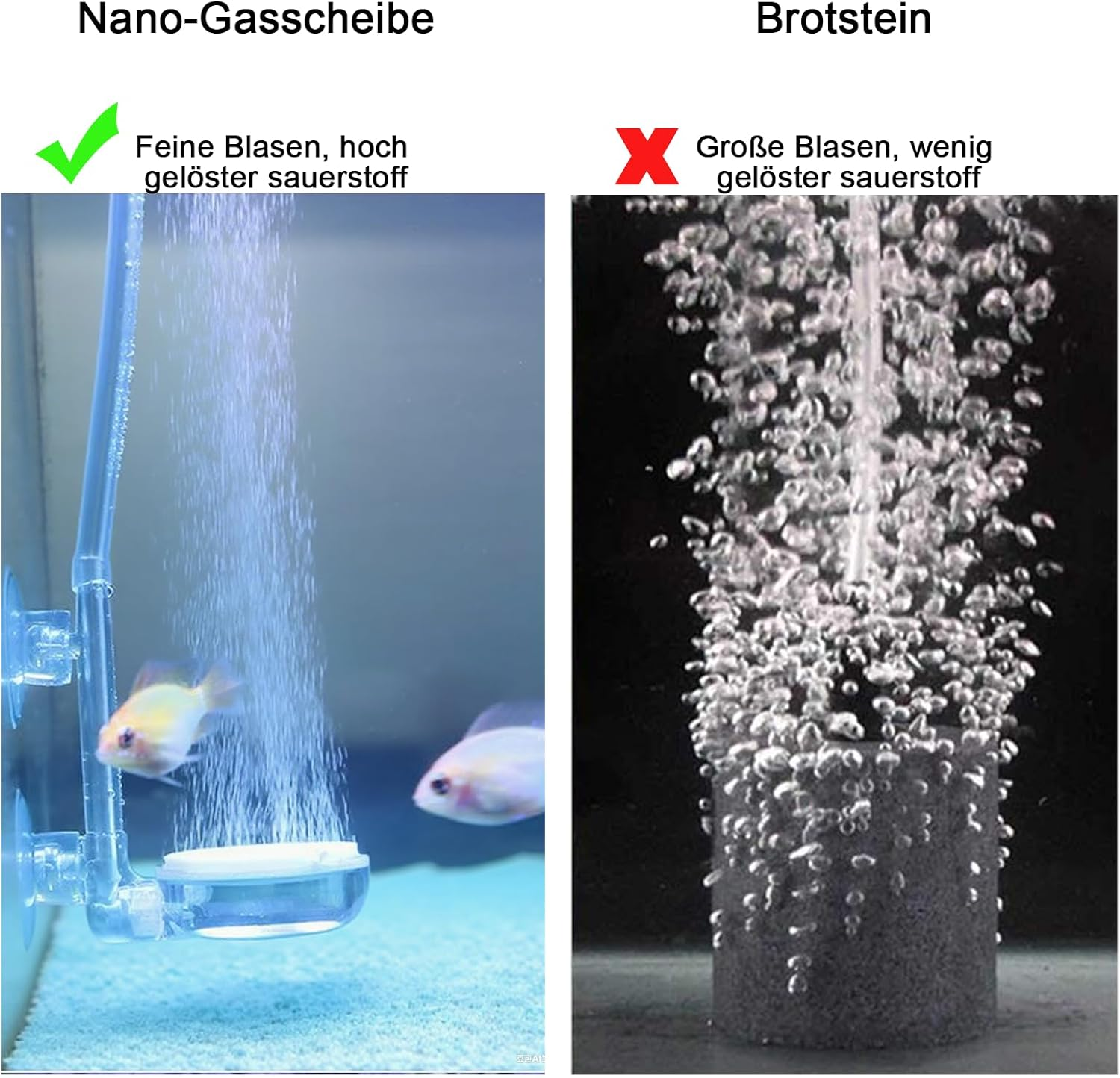 Jeyzuroa Aquarium Air Stone with Control Valve, Fish Tank Nano Bubble Stone - Superfine Bubble Diffuser for Fish Tanks & Hydroponics, Ultra Quiet High Oxygen Dissolution image number 4