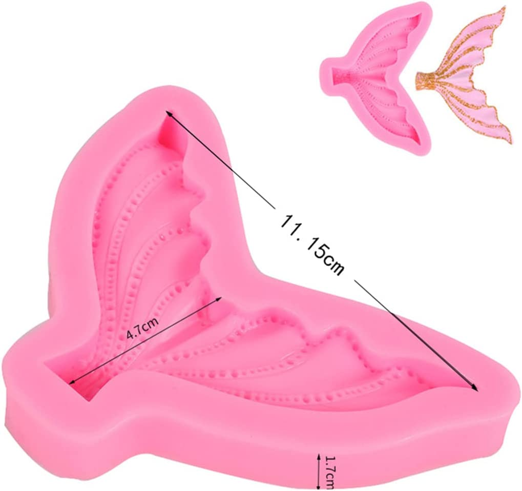Mermaid Theme Fondant Silicone Mold,Seashell Silicone Mold Mermaid Tail Candy Chocolate Mold DIY Handmade Baking Tools for Sea Creatures Beach Theme Party Cake Decoration Set of 4 image number 6