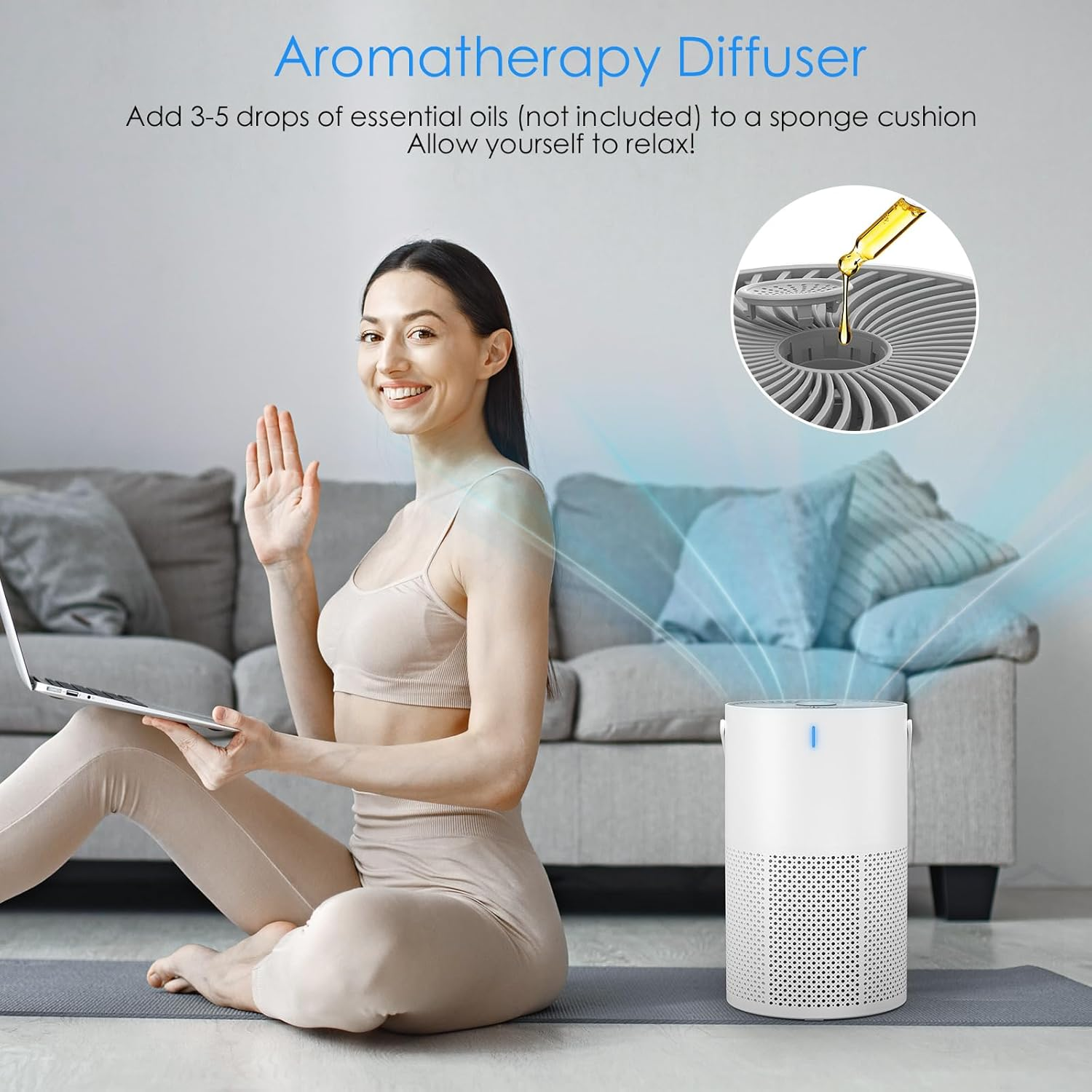Poat Air Purifier for Bedroom, Air Cleaner for Large Rooms up to 92㎡, True HEPA with Fragrance Release & Activated Carbon Filter, Timer Sleep Mode 28Db Quiet, Captures 99.97% Smoke Pet Pollen, White
