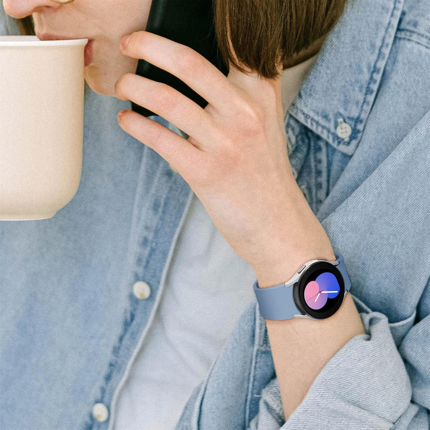 Galaxy Watch 7/FE/6/5/4 Band,For Samsung Galaxy Watch 5 Pro Band 45Mm 40Mm 44Mm,Soft Silicone Sport Strap Correa Galaxy 6/4 Classic Bands 47Mm 46Mm 42 43Mm Women Men,No Gap Bracelet Replacement Wristbands