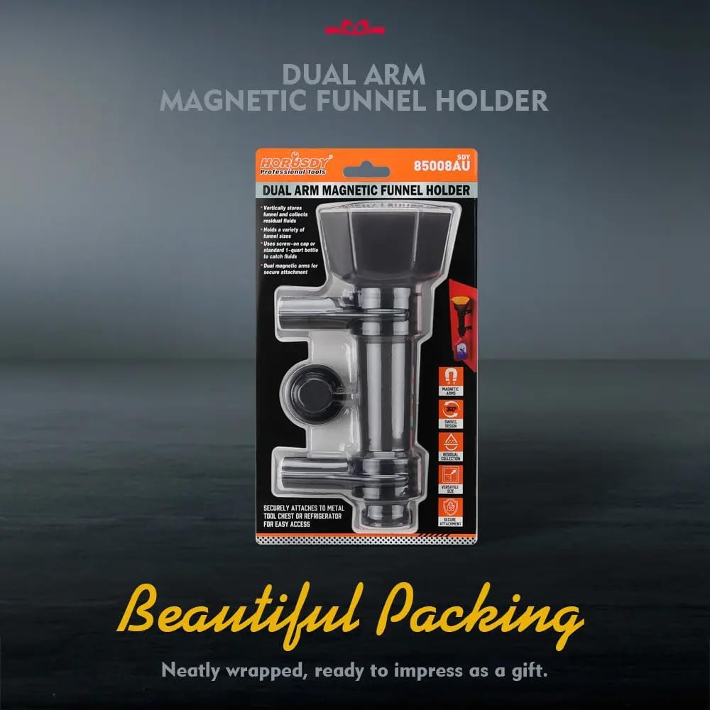 HORUSDY Magnetic Funnel Holder - Dual Arm Design for Easy Oil Filling, Corrosion Resistant, 360&deg; Swivel, Sturdy & Durable for Garage and Workshop Use image number 2