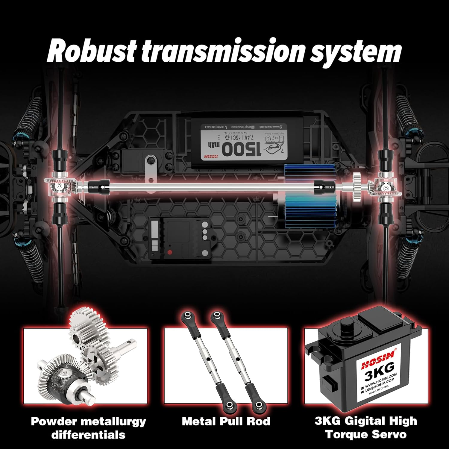 Hosim 1:10 RC Cas for Adults and Kids, High Speed Large RC Truck 48+ KMH, 4X4 Off-Road All Terrains Waterproof Remote Control Car, Hobby Grade Fast Racing Toy Gift Monster Trucks image number 2