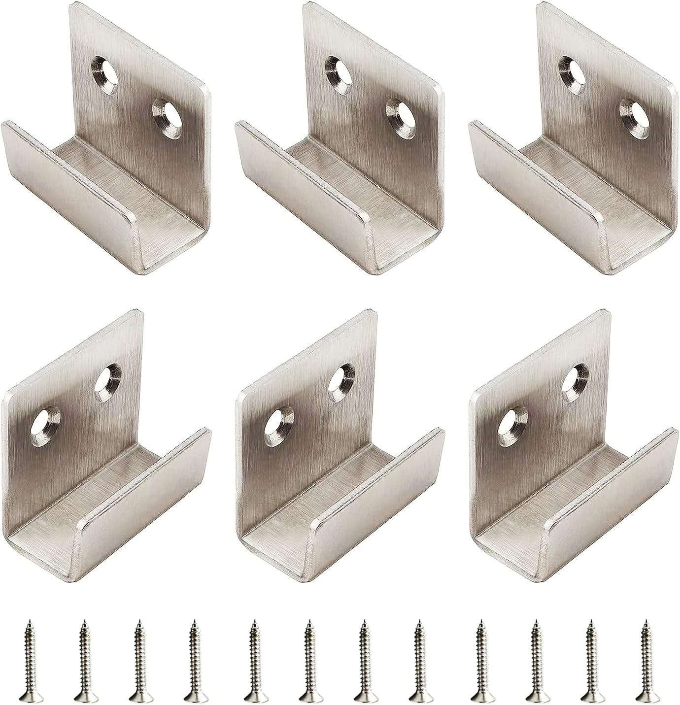U Stainless Steel Mounting Bracket 40X35Mm Tile Hanger Wall Hook Heavy Duty Billboard Holder 2.0Mm Thickness with Screws - Silver/Black, 4 Pack