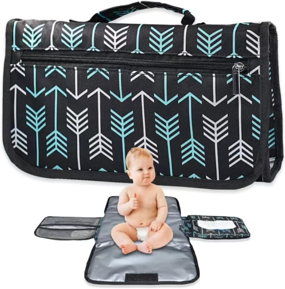 Tignapoo Portable Baby Changing Pad Waterproof Travel Baby Diaper Changing Pad Foldable Changing Mat for Baby Built-In Pillow with Pockets image number 3