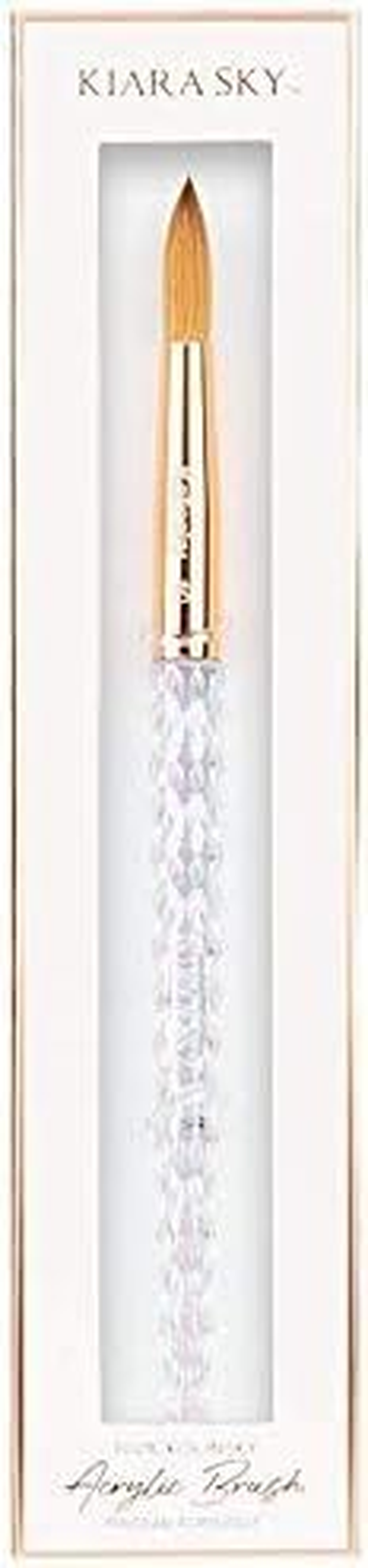 Kiara Sky Acrylic Brush #10 - Clear | 100% Pure Kolinsky | Crystal Cut Handle and Acetone Resistant