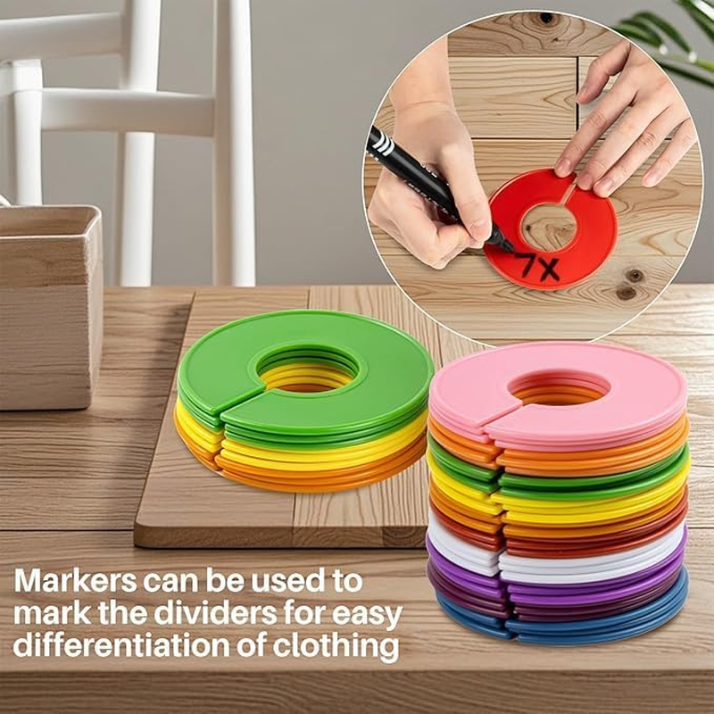 50Pcs Clothing Rack Size Dividers Blank round Hangers Closet Dividers Baby Closet Size Dividers Hanging Ring Label for Home Closet Cloth Store, Random Color image number 4