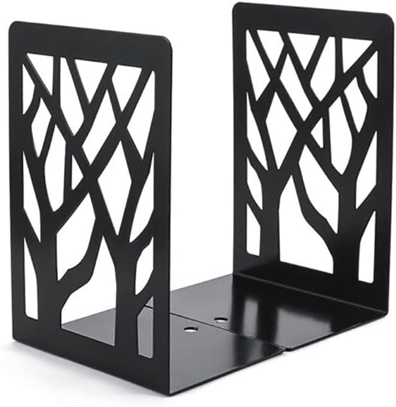 1 Pair Heavy Duty Metal Bookends Decorative Book Ends Holder Stationery Supplies, Non-Slip, Perfect for Office and Home Decor, 6.9X4.7 Inches