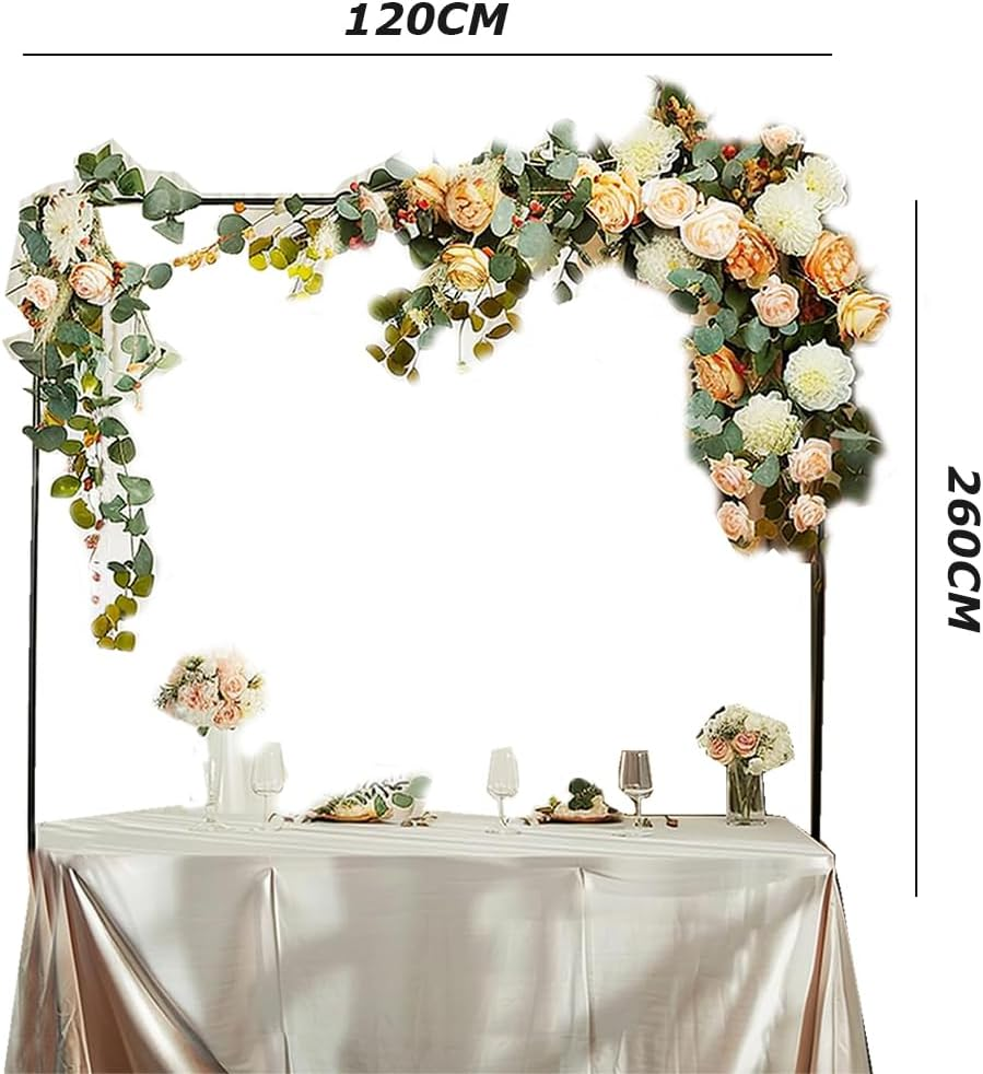 Wedding Arch Stand with Durable Material, Portable Rod Stand, Square Desktop Arch Bracket, Metal Balloon Flower Arch Stand, Decor Arch Holder for Wedding Birthday Party (Black, 2.42M) ﻿ image number 1