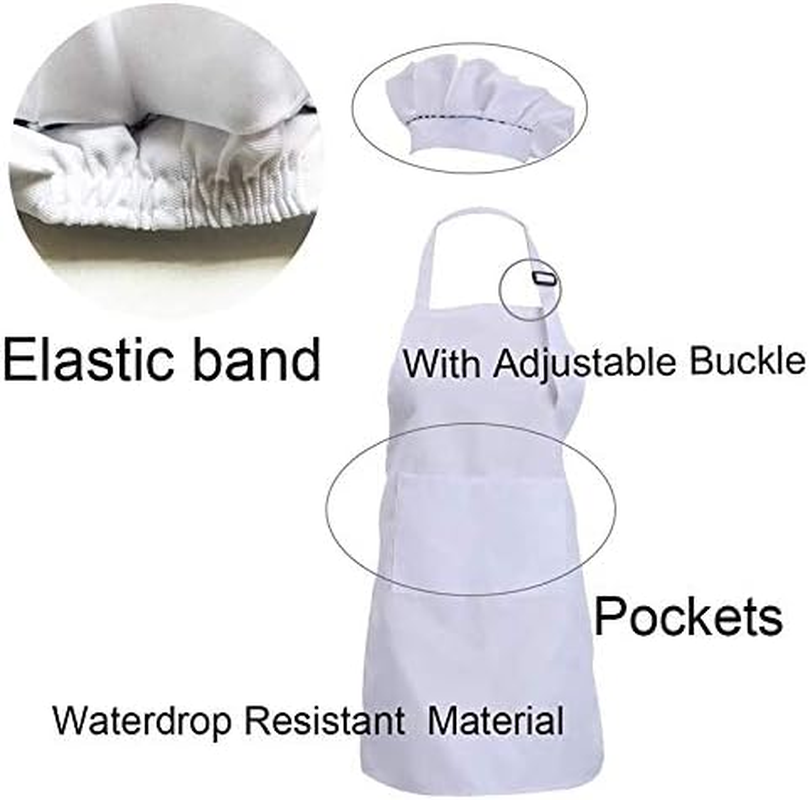 Oidnvay 10-Piece Children'S Apron and Chef Hat Set Adjustable Children'S Kitchen Apron for Cooking and Painting image number 3