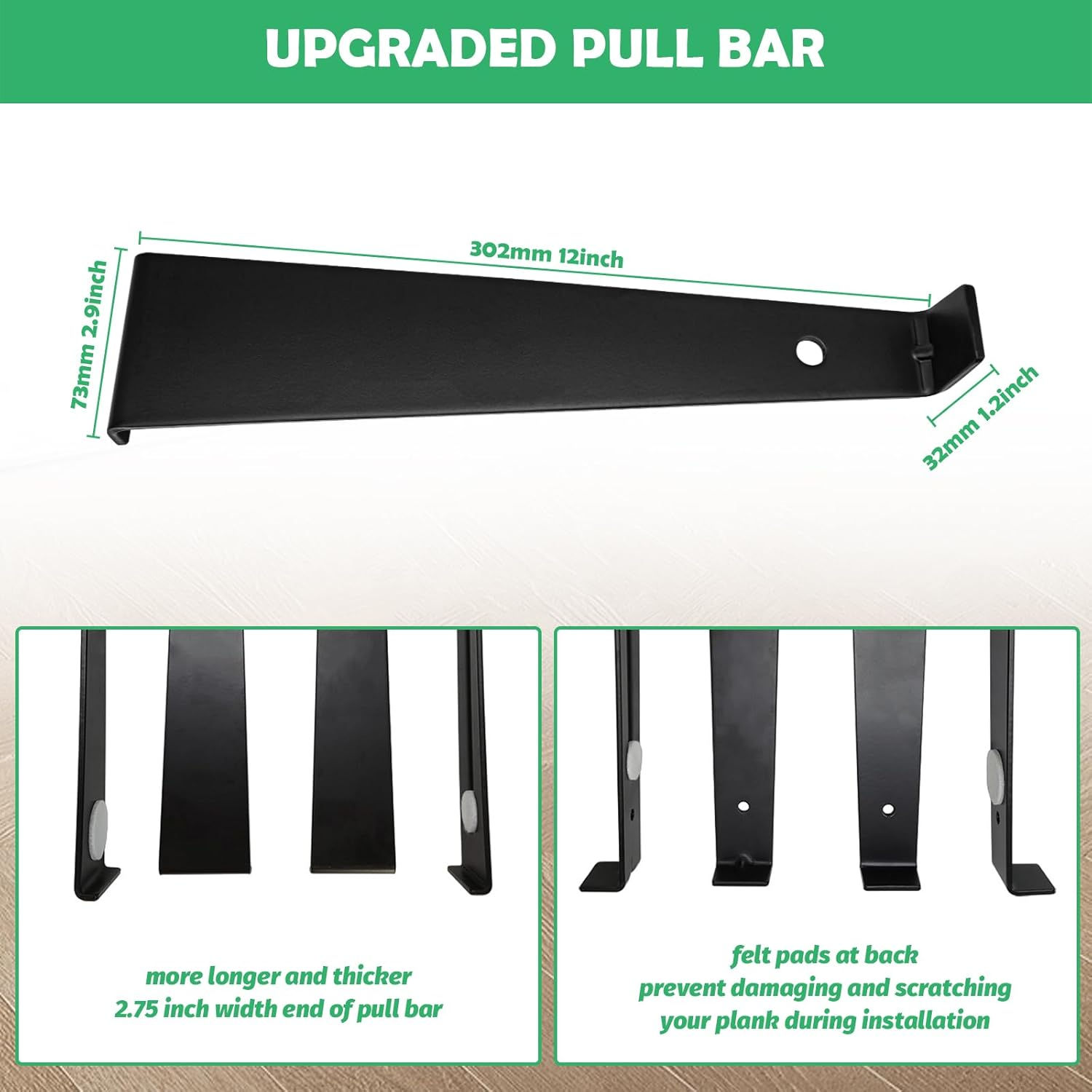 53Pcs Laminate Wood Floor Installation Kit Includes 40 Spacers, Tapping Block, Heavy Duty Mallet, Widen Pull Bar and 2 in 1 Flooring Spacers with 1/4&rdquo;& 1/2 Gaps for Home Improvement image number 4