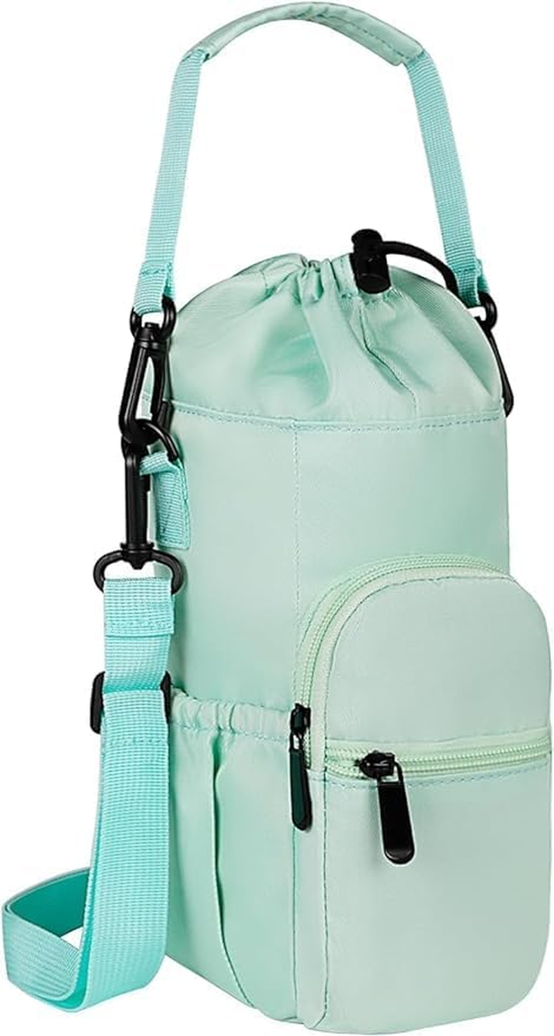 Water Bottle Holder with Strap 32Oz - 40Oz Insulated Water Bottle Carrier Bag Outdoor Sling Bag with Phone Pocket Sports Water Bottle Sleeve for Hiking Travelling Camping