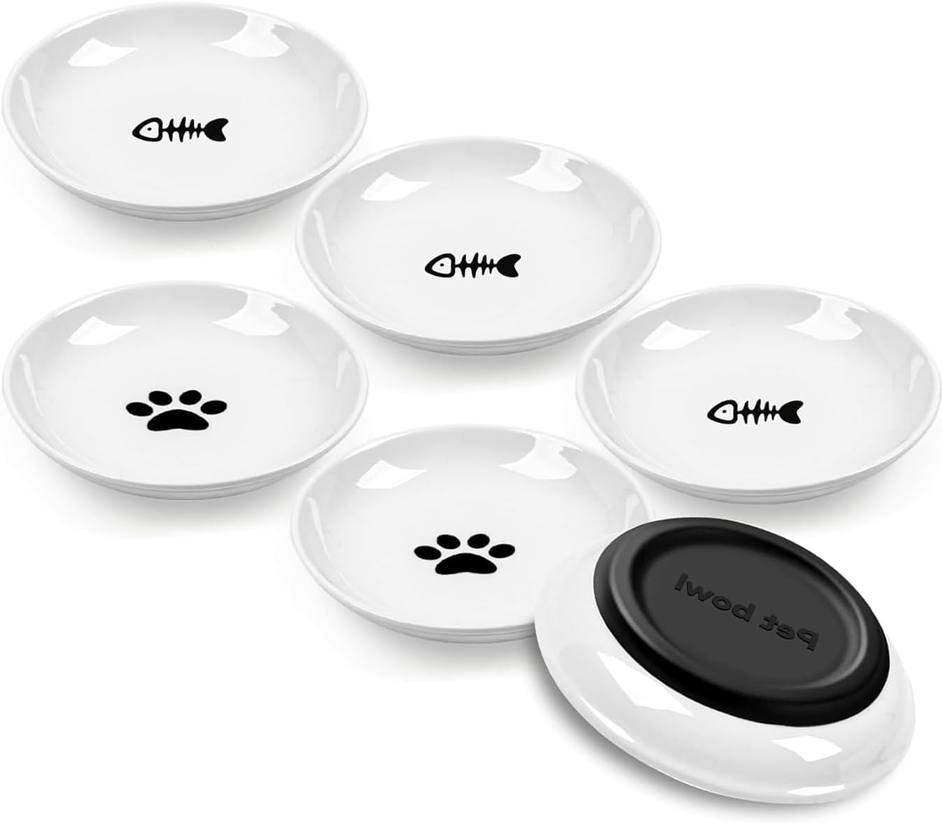 6 Packs Cat Food Bowl, Wide and Shallow Dishes, Non Slip Silicone Bottom, Blending Practicality with Pet Friendly Design, anti Whisker Fatigue Cats Bowl Set for Indoor Cats, Small Dogs image number 2