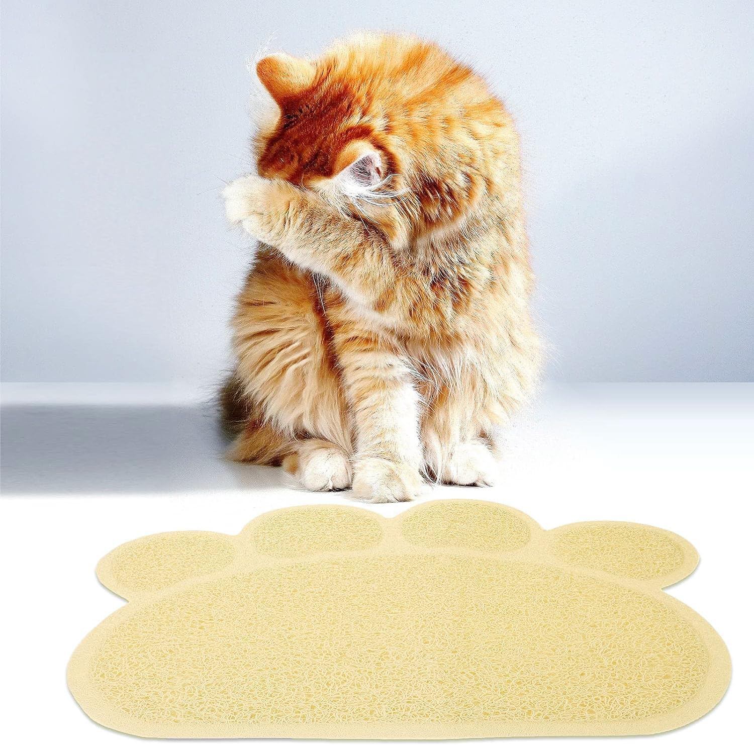Dog Mat Pad, KINGCOO Cat Litter Tray Mattress, Pet Place Mat, Table Mat for Dogs and Cats, 30 X 40 Cm, Small Elastic PVC Paw Design (Beige) image number 4