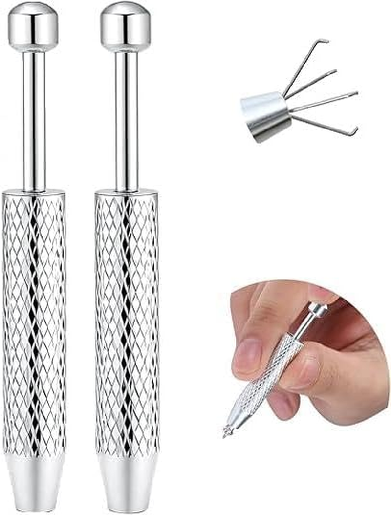 2 Pcs Piercing Ball Grabber and Piercing Changing Tool - Stainless Steel 4-Prong Tweezers - Suitable for Jewelry Making, Small Parts Pickup, and Piercing Ball Screw Tool (Silver) image number 4