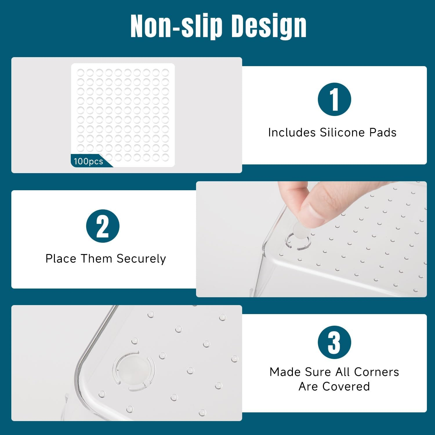 Stelive 25 PCS Clear Plastic Drawer Organisers Set, 4-Size Versatile Bathroom and Vanity Organiser Trays, Non-Slip Storage Containers & Bins for Makeup, Bedroom, Kitchen Utensils and Office