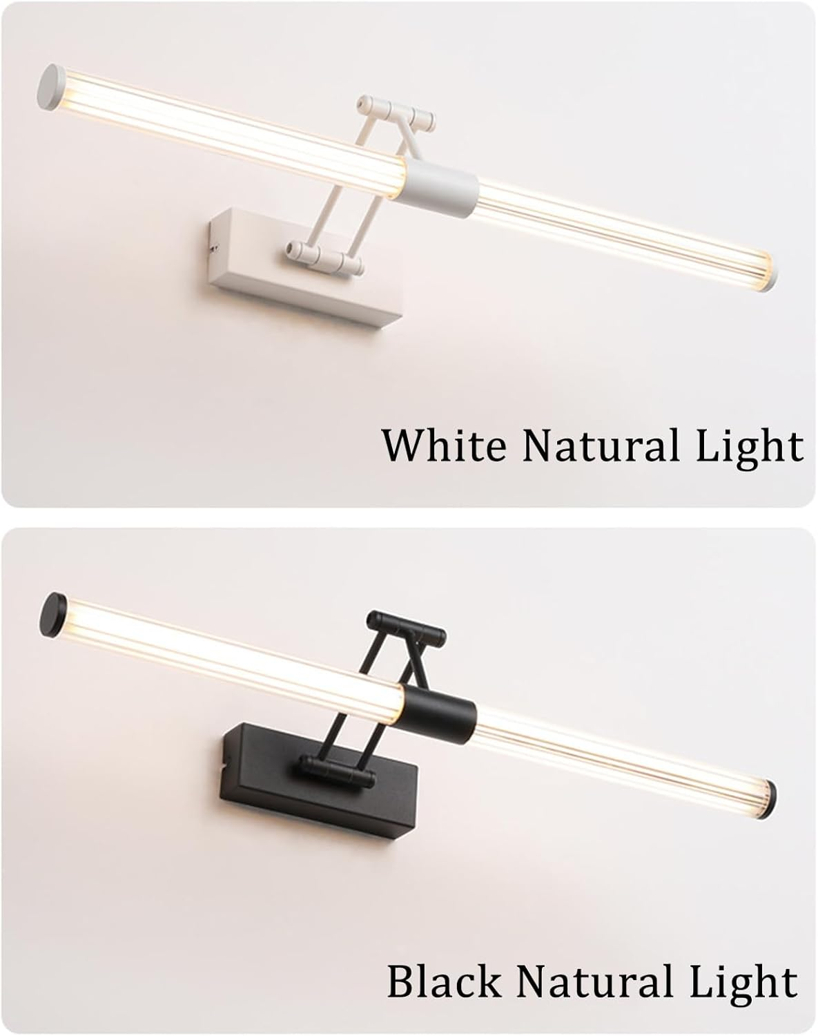 LED Bathroom Wall Light Mirror Lights Waterproof 350&deg; Rotate 180&deg; Adjustable Aluminum Wall Lamp above Mirror Wall Sconce Foldable for Hotel Restaurant Bedroom Natural Light (White,78Cm) XXZ image number 1