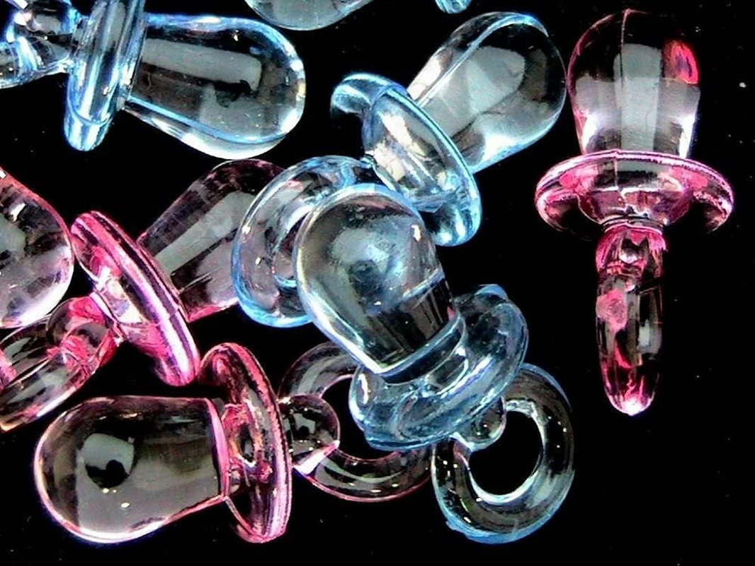 Mini Dummy Pacifier Soothers,100 Pack Acrylic Decorative Dummies Clear Table Scatter Confetti for Babyshower Baby Shower Christening Wedding Birthday Kids Party Muticolor