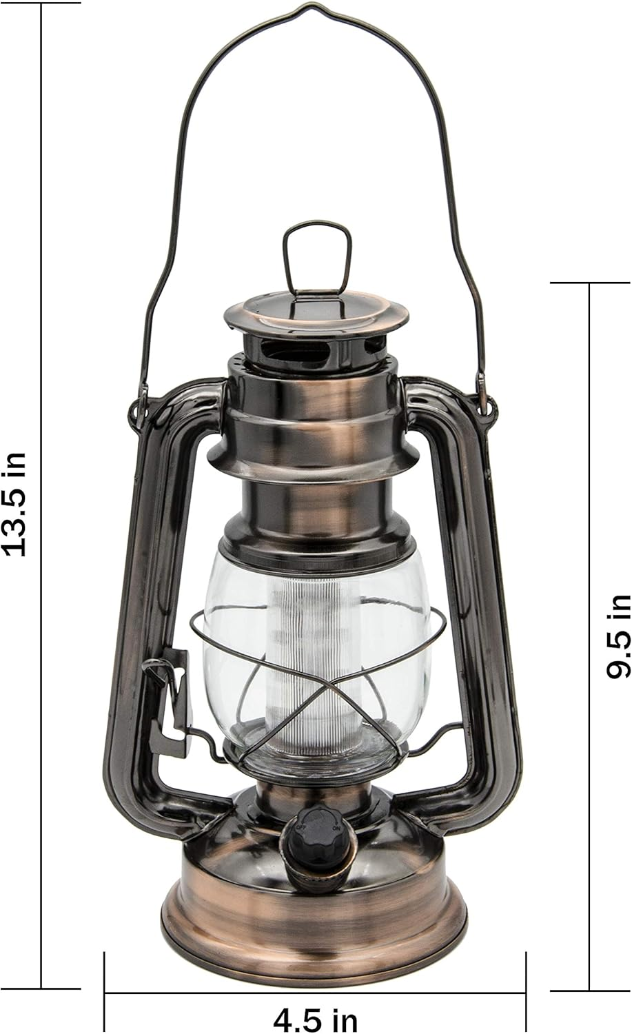 Yakii LED Vintage Lantern Metal Hanging Hurricane Lantern 12 LED Dimmer Switch Cold White Battery Operated Lantern Power Outage Indoor Camping Lighting Outdoor Brooklyn Lantern (Copper 2 Pack) - Black1 Cold Light Pack Of 2 image number 2