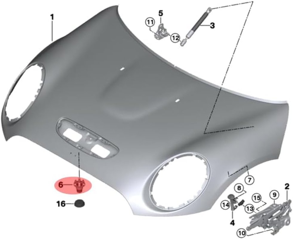 DZMZL Hood Bumper Cushion Stop Stopper Adjuster Buffer 51-76-7-183-752 for BMW for Mini Cooper image number 1