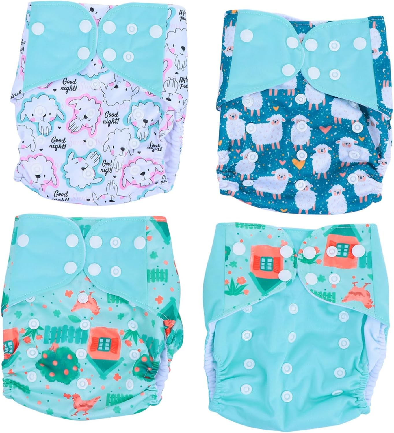 4Pcs Cloth Nappy Diaper Training Pants Learning Pants Breathable Washable for Comfort