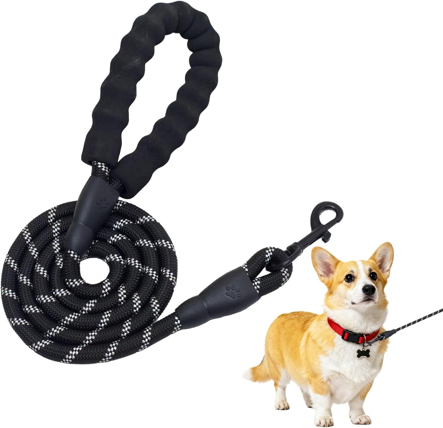 Dog Lead, 1 Pcs 1.5M Dog Leash, Dog Leads Heavy Duty, Slip Lead Dog Leash with Soft Padded Handle and Highly Reflective 360&deg; No Tangles, Training Leads for Large Medium Small Pooch​ (Black) image number 3