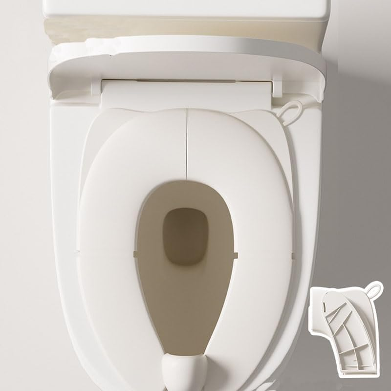 Limcryspp Children'S Portable Folding Toilet Seat, Newly Upgraded Anti-Pinch Design, with Splash-Proof Baffle and Storage Bag, White