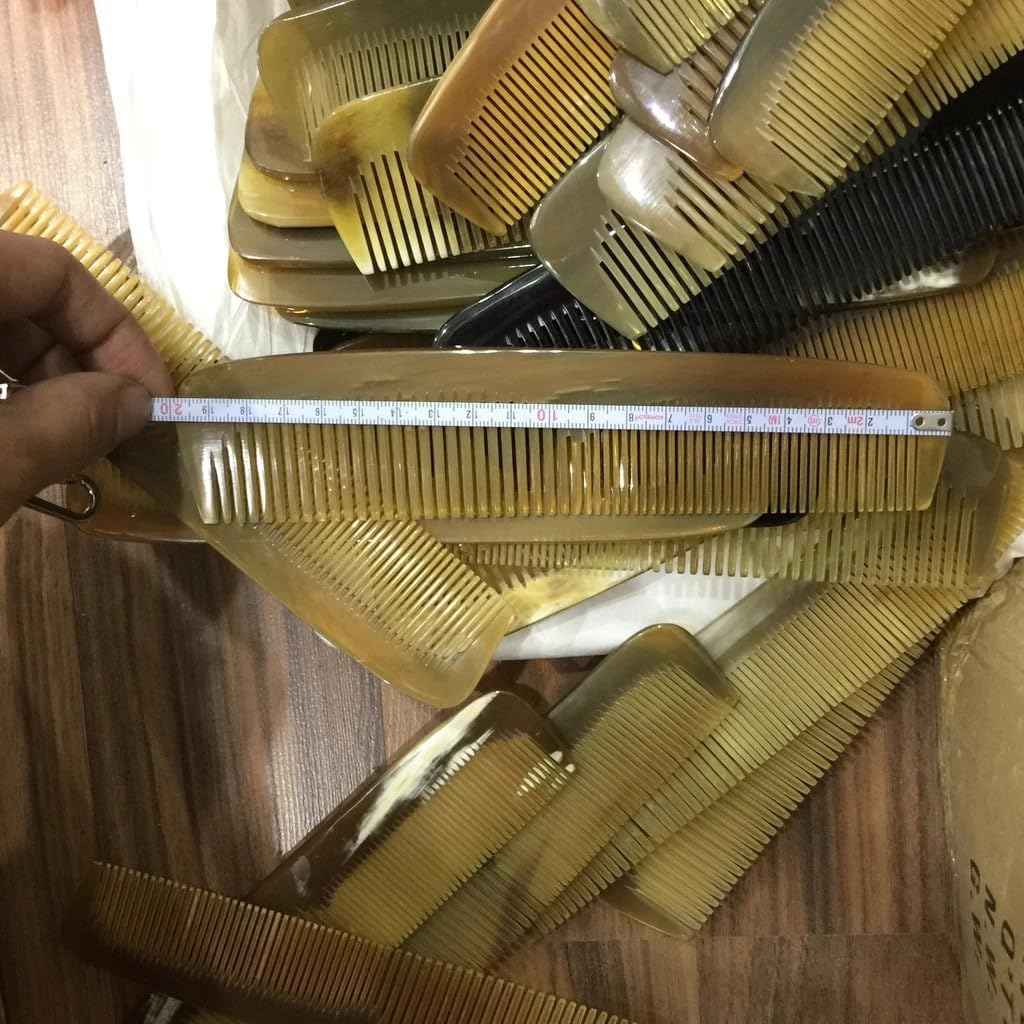 Dual-Toothed African Horn Comb &ndash; Handmade, Natural Hair Therapy & Eco-Friendly Size XL - 19Cm