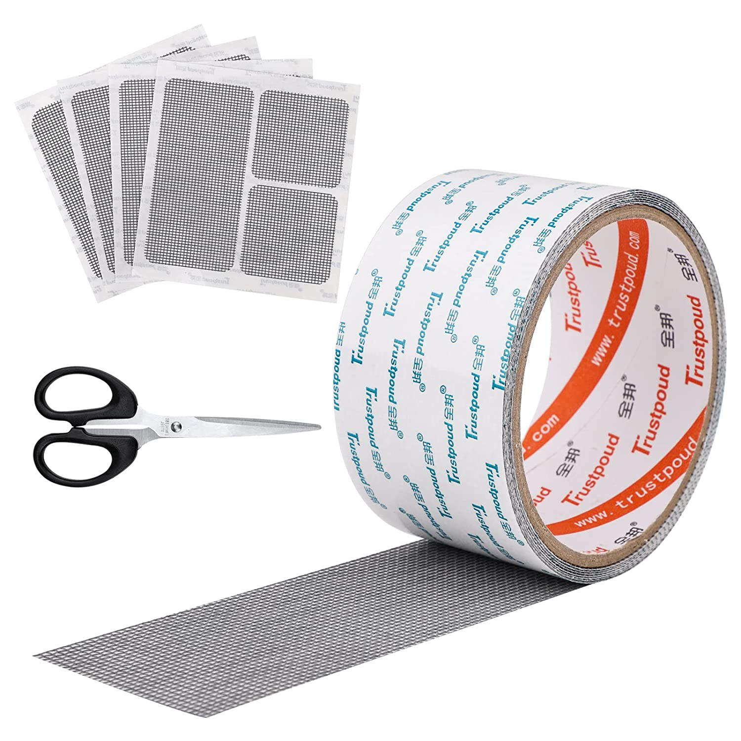 Fly Screen Repair Tape Mosquito Net Repair Tape Fiberglass Mesh Tape Strong Adhesive Door Window Screen Mesh Patch Repair Wire Mesh Repair with Scissor for Repair Holes Screen Net Anti-Mosquito image number 4