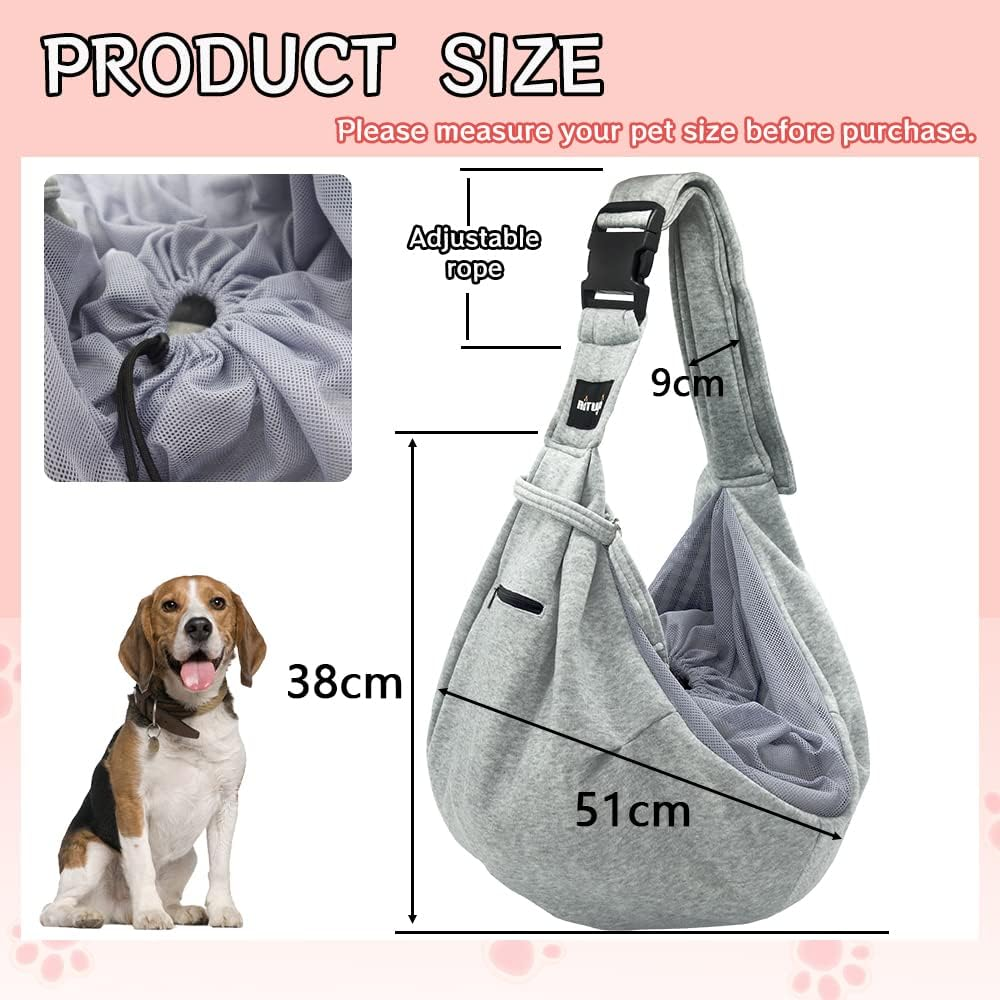 NATUYA Pet Dog Sling Carrier - Dog Sling with Net Bag for Carrier Dogs Cats-Hands Free Pet Bag-Buckle Net Pocket Pet Bag (Black) image number 2