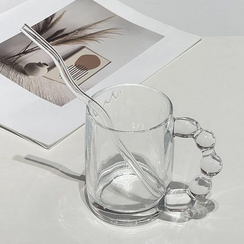 Glass Straws, High Borosilicate Bent Glass Straw Wavy Reusable Transparent Multi Colored Straws for Coffee, Milk and Tea Straws (Colorful) image number 1