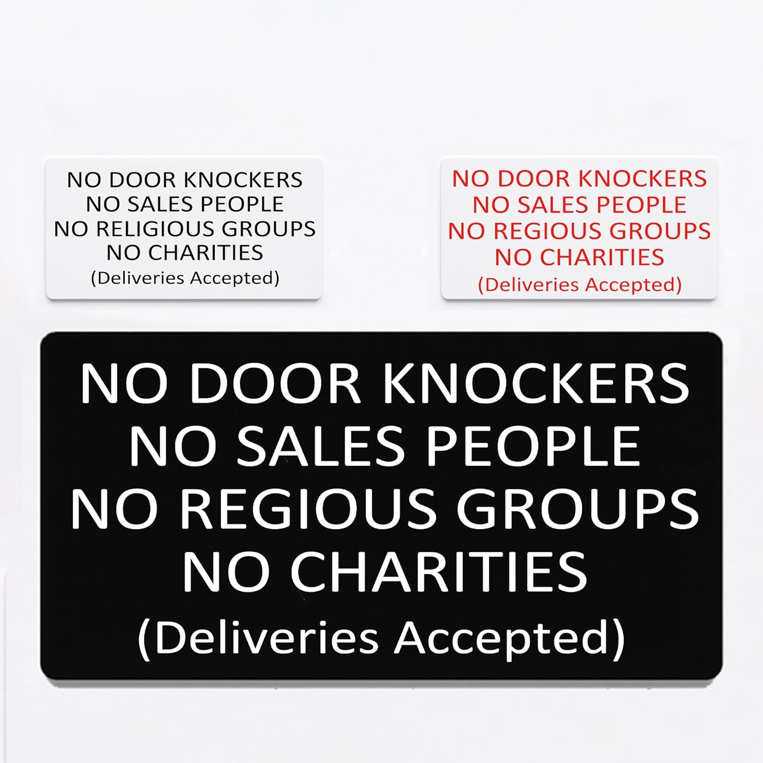 No Door Knockers Plaque,No Religious Groups, No Sales People Sign (Style1 (Black Text), with Self-Adhesive at Back)