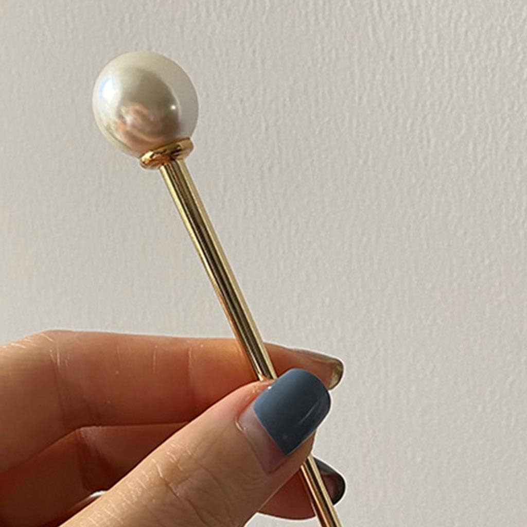 Faux Pearl Ball Hair Pins Vintage Metal Chopsticks Hairpins Hairpins Updo Bun Holder Decorative Hair Accessories Styling Accessories Hair Clips for Women Wood image number 5
